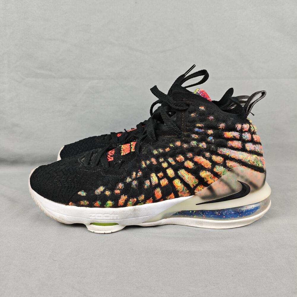 Nike LeBron 17 GS Shoes Youth Size 7Y Black Multicolor Basketball BQ5594-002